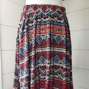 LuLaRoe Madison Skirt size M aztec Pleats & Pocket